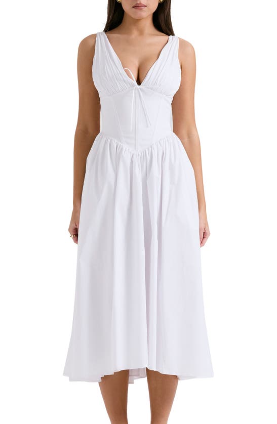 HOUSE OF CB HOUSE OF CB EMMELINA SLEEVELESS STRETCH POPLIN MIDI DRESS