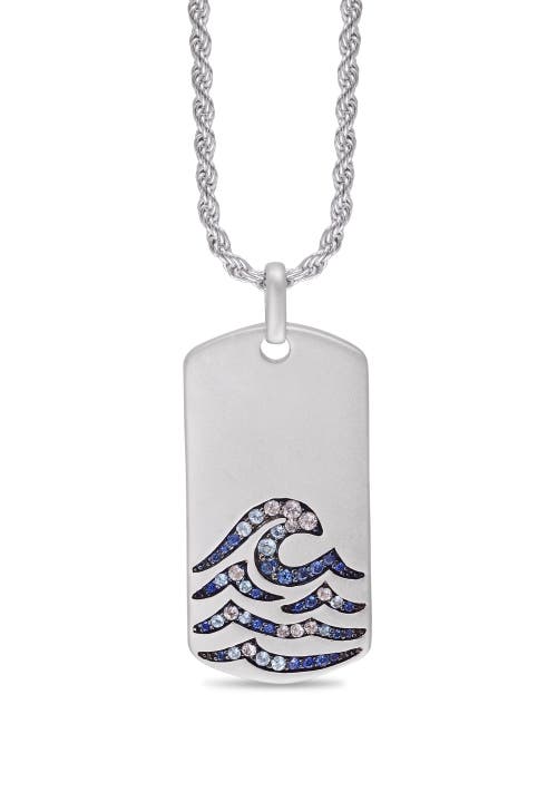 Shop Luvmyjewelry Breaking Waves Sapphire & Topaz Silver Tag Necklace