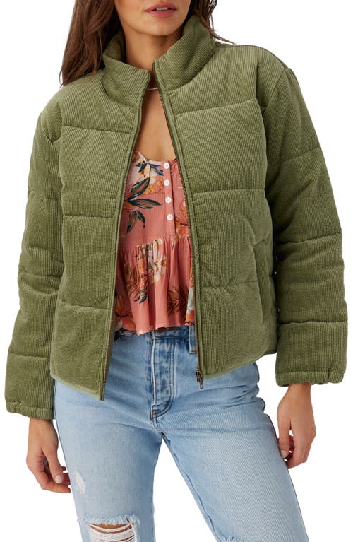 Shop O'neill Novah Quilted Corduroy Jacket In Oil Green