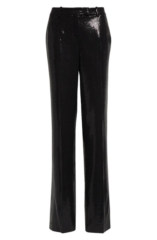Shop Michael Kors Carolyn Sequin Straight Leg Trousers In Black
