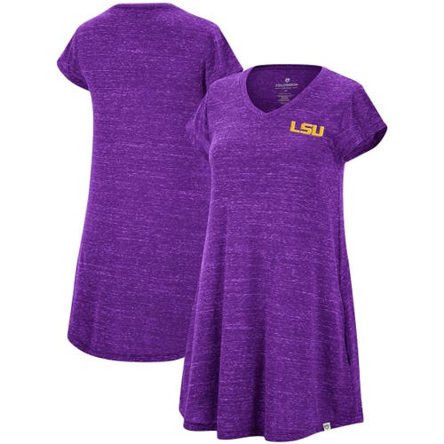 Women's Colosseum Heathered Purple LSU Tigers Diary V-Neck T-Shirt Dress in Heather Purple