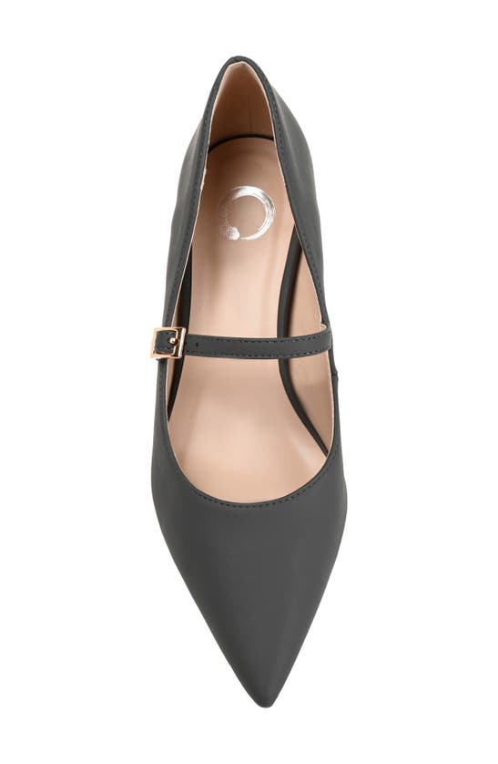 Journee Collection Womens Manza Kitten Heel Mary Jane Pointed Toe Pumps In Charcoal