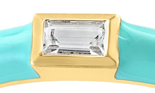 Effy 14k Yellow Gold Enamel & White Sapphire Ring In Blue