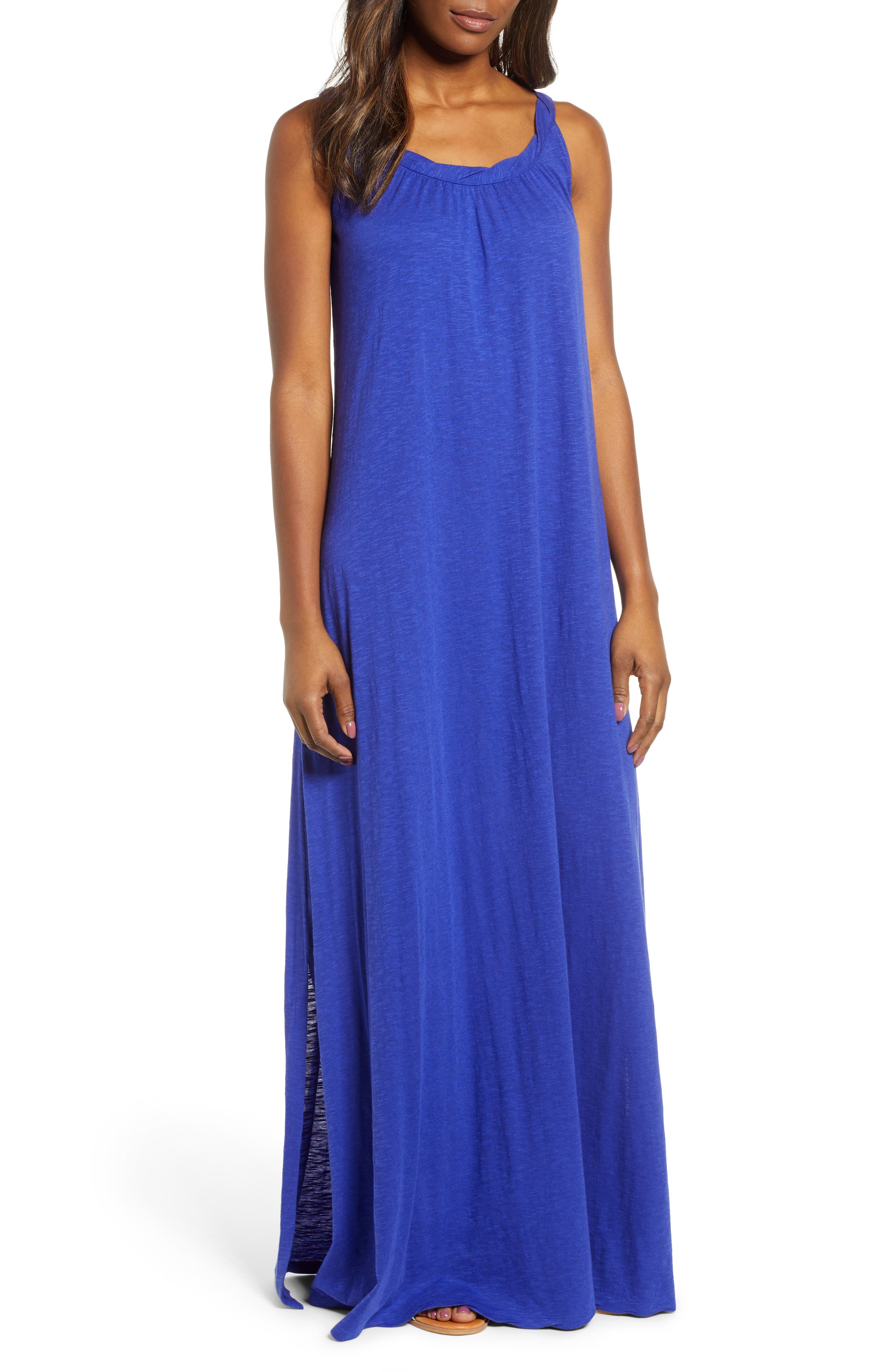 Caslon Twist Neck Maxi Dress, Blue