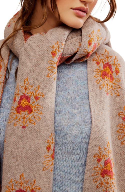 Shop Free People Bali Ayla Medallion Jacquard Wool Blend Scarf Cardigan In Autumn Combo