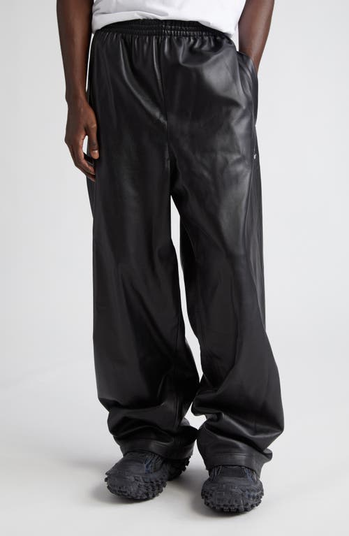 Balenciaga Leather Track Pants Black at Nordstrom,