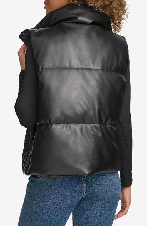 Shop Levi's Faux Leather Puffer Vest In Black