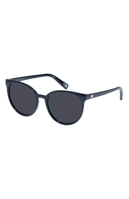 Shop Le Specs Armada 54mm Polarized Round Sunglasses In Shiny Black