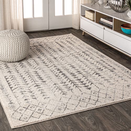 Jonathan Y Ziri Moroccan Geometric Area Rug In Cream/gray