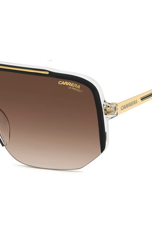 Carrera Eyewear 99mm Oversize Shield Sunglasses In Black Gold/brown Gradient