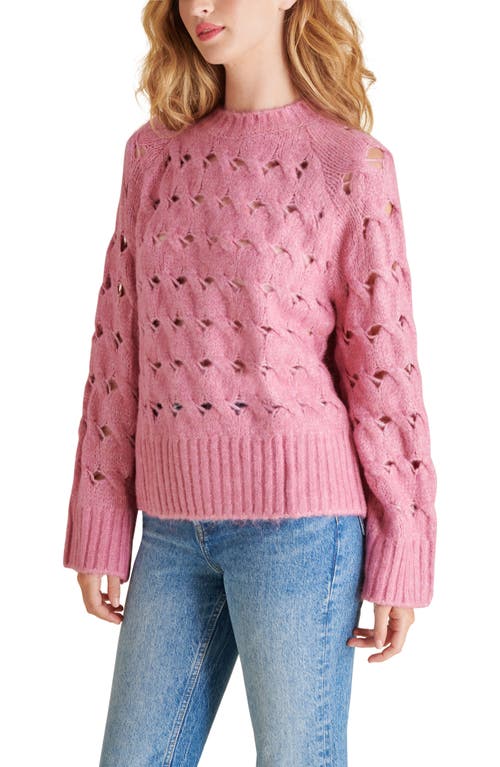 Shop Steve Madden Sonora Open Stitch Sweater In Mauve Shadows