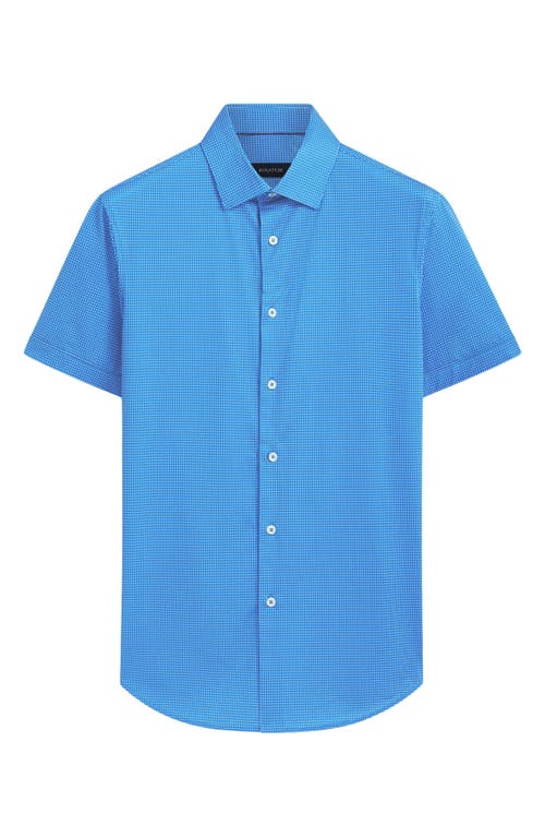 Shop Bugatchi Miles Ooohcotton® Pin Dot Short Sleeve Button-up Shirt In Classic Blue