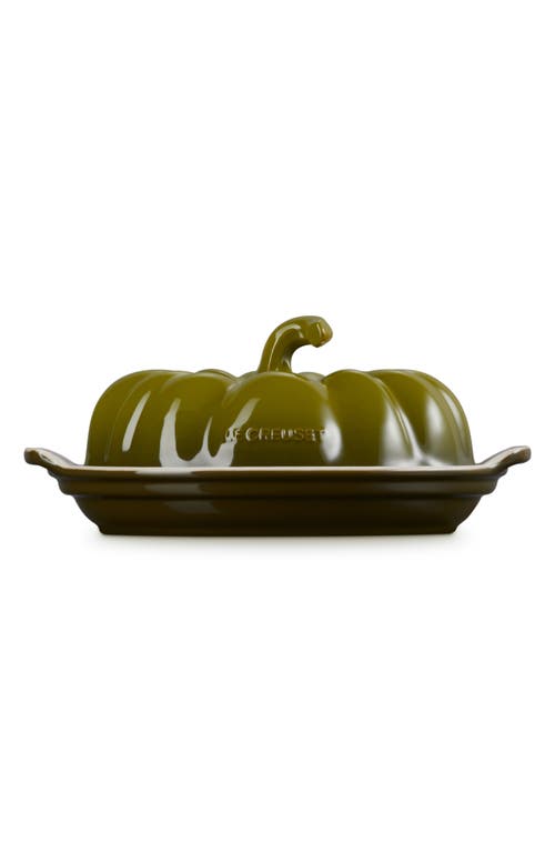 Shop Le Creuset Pumpkin Butter Dish In Olive