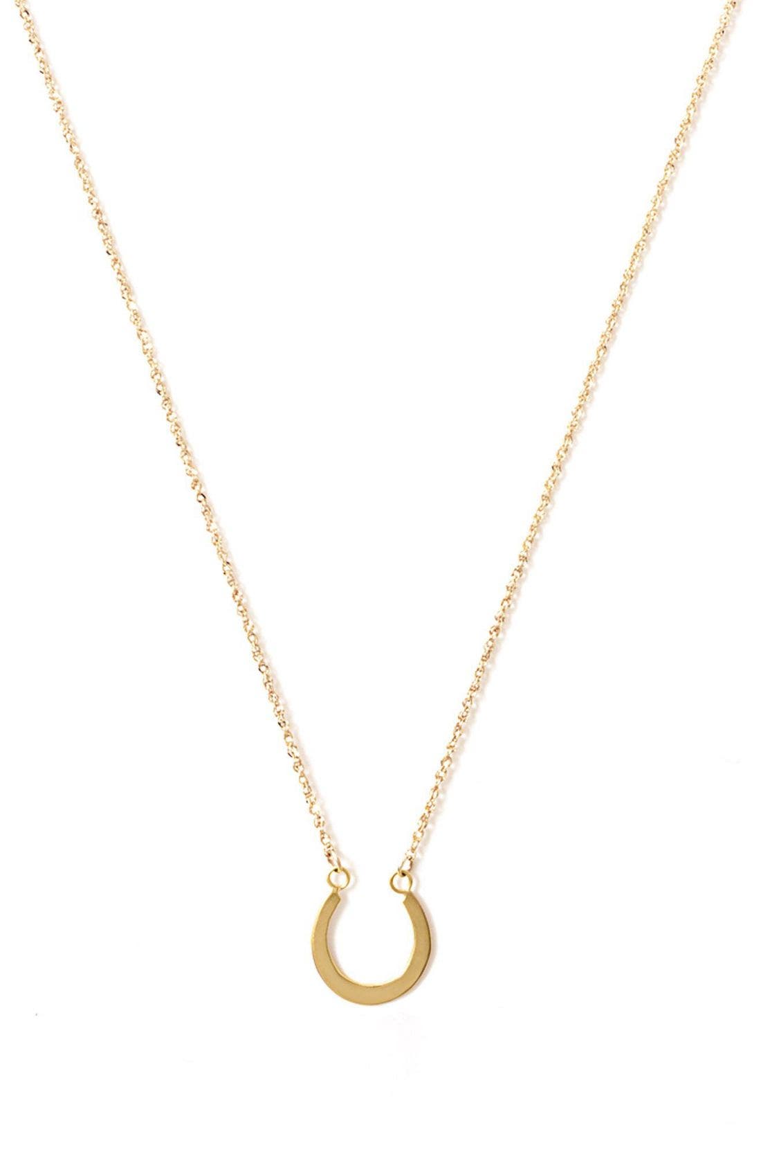 Nordstrom 14k Gold Small Horseshoe Pendant Necklace Nordstrom