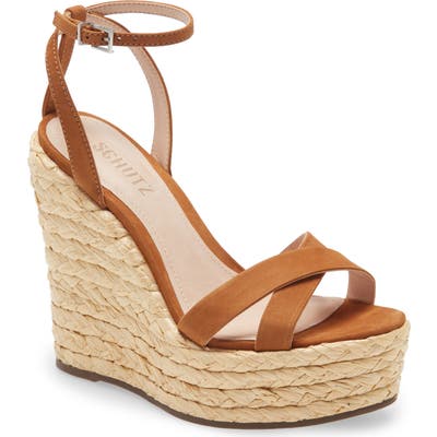 Schutz Alanise Espadrille Platform Wedge Sandal, Brown