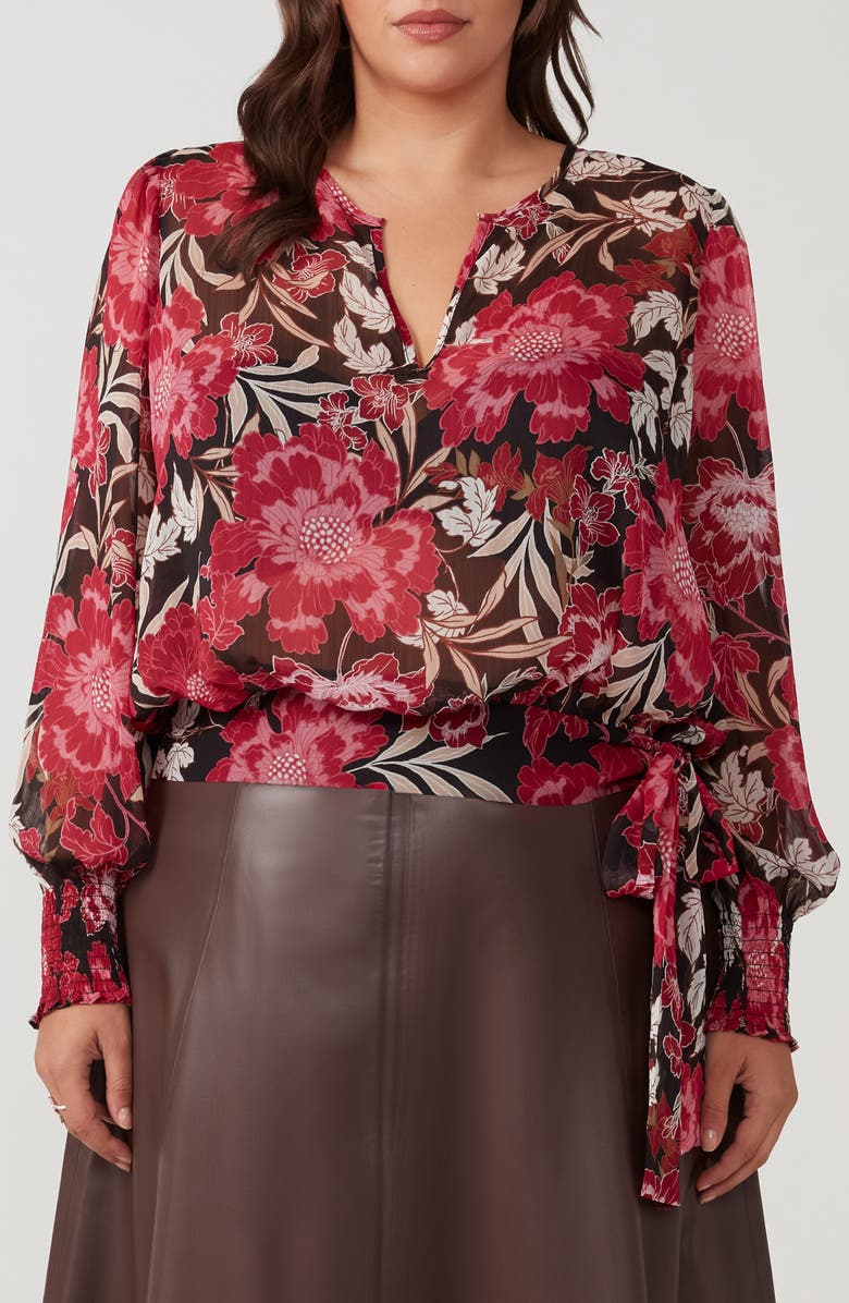Estelle Petal Dream Floral Tie Hem Chiffon Top, Main, color, 