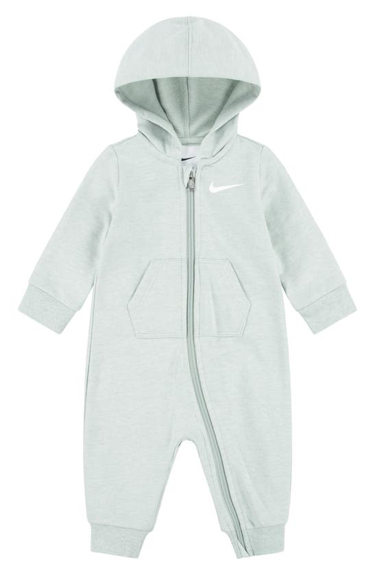 Shop Nike Hooded French Terry Romper In Mica Green Heather