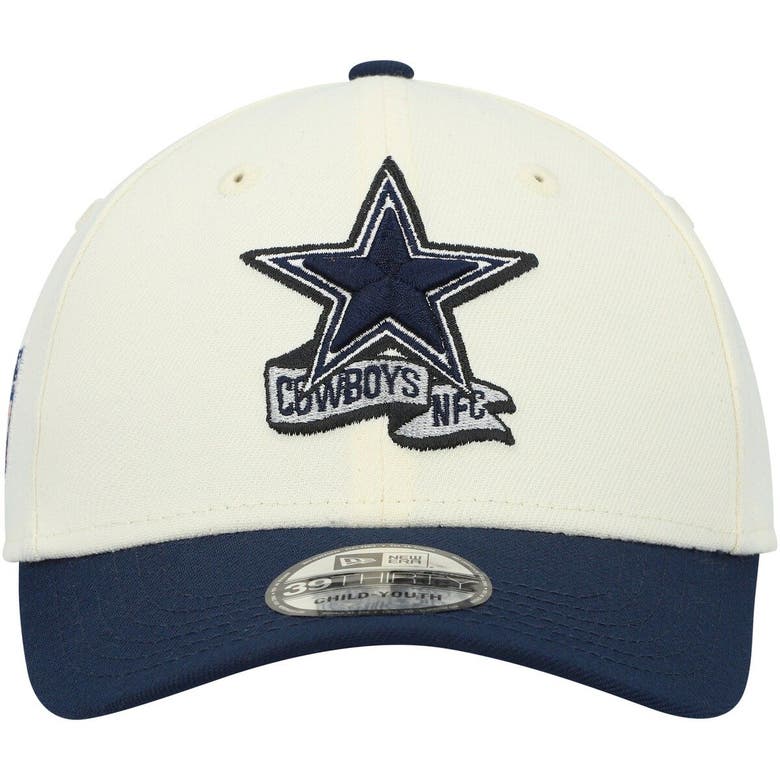 New Era Kids' Youth Cream/navy Dallas Cowboys 2022 Sideline Two-tone 39thirty  Flex Hat