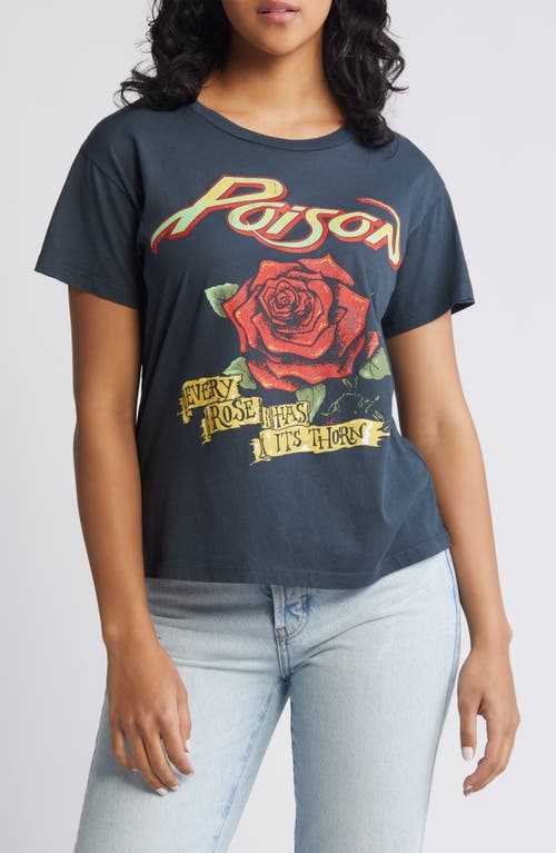 Shop Daydreamer Poison Every Rose Cotton Graphic T-shirt In Vintage Black