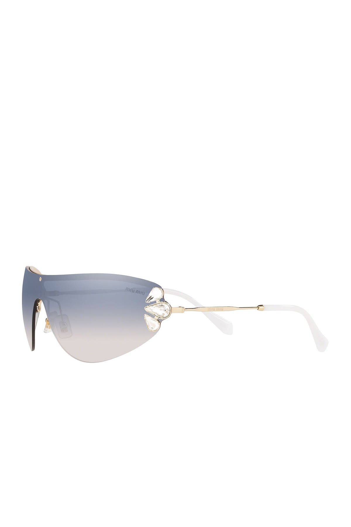Miu Miu Irregular Shape Shield Sunglasses In Gold2