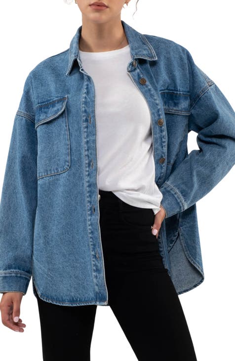 Women's Oversized Denim Jacket, Washed Crop Jacket Black, Small :  : Clothing, Shoes & Accessories
