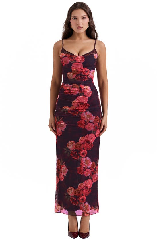 Shop House Of Cb Nalini Mesh Corset Cocktail Dress In Flower Print