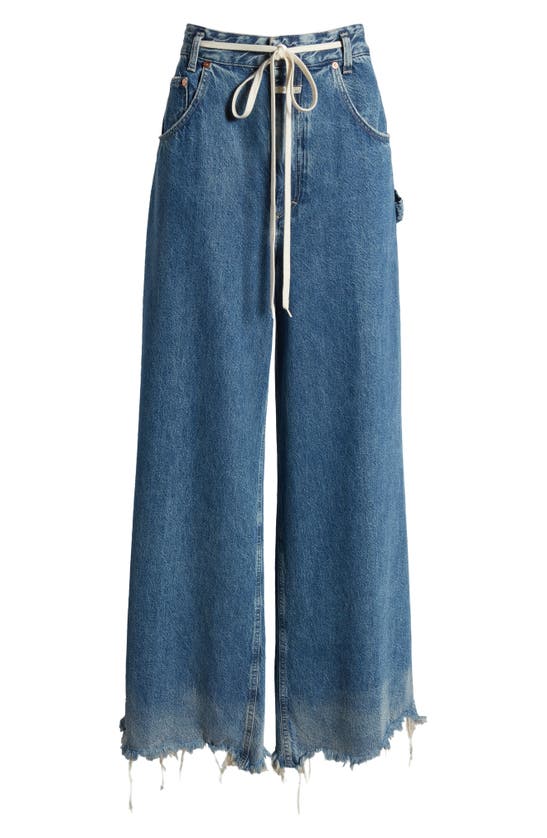 Shop Closed Morus Belted Wide Leg Jeans In Dark Blue