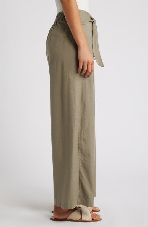 BEACHLUNCHLOUNGE BEACHLUNCHLOUNGE FLORENCIA TIE WAIST WIDE LEG COTTON & LINEN PANTS