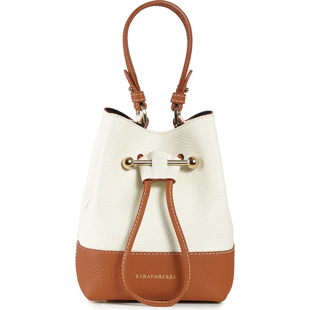 Strathberry Lana Osette Bucket Bag In Vanilla/tan