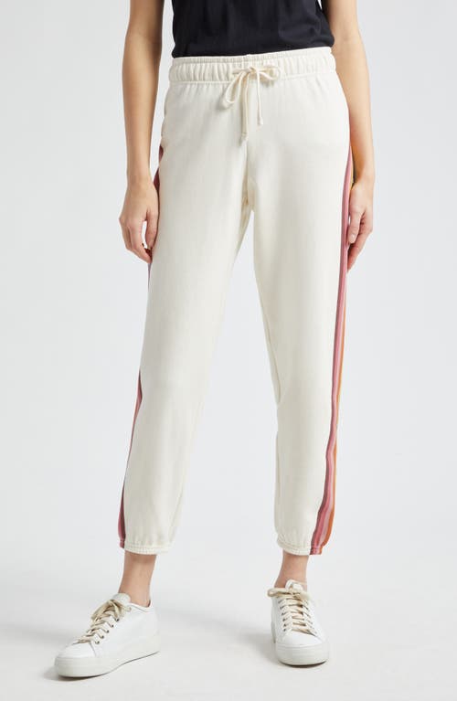 Anytime Side Stripe Cotton Blend Joggers in Antique White