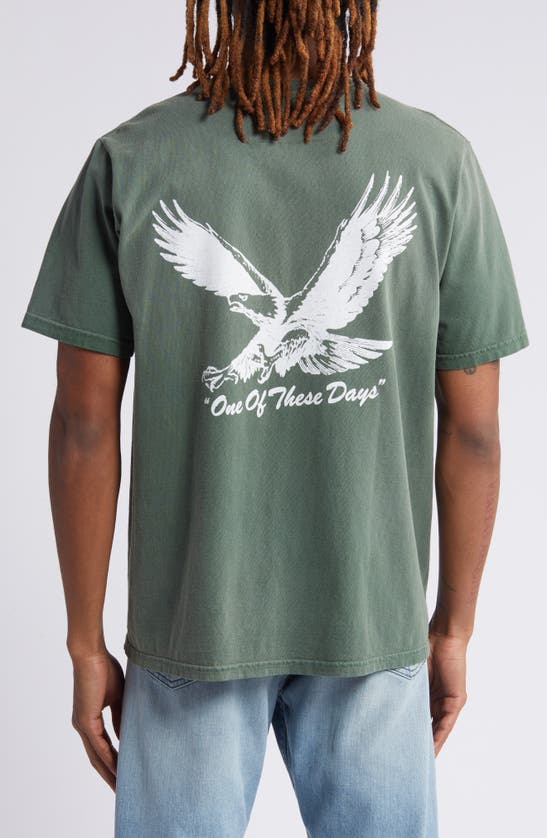 Shop One Of These Days Screaming Eagle Graphic T-shirt In Washed Forest Green