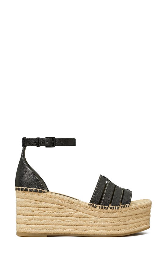 Shop Tory Burch Ines Ankle Strap Espadrille Platform Wedge Sandal In Perfect Black