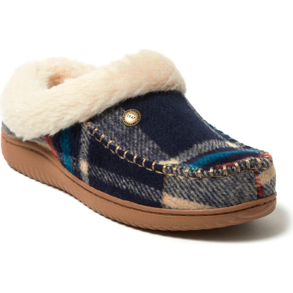 Dearfoams Women's Atley Clog Slipper In Navy Plaid