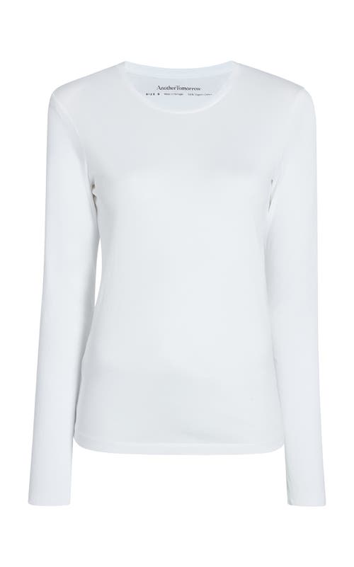 Shop Another Tomorrow Long Sleeve Tee In White