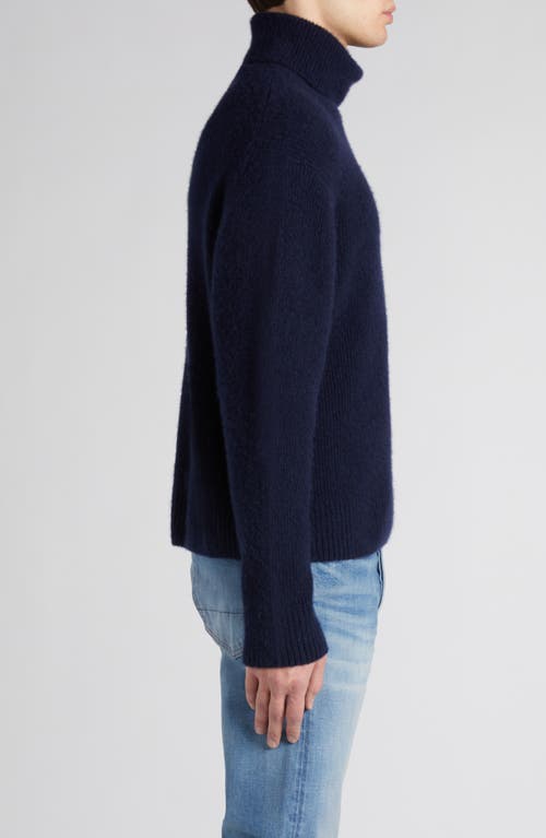 Shop Tom Ford Brushed Cashmere & Silk Turtleneck Sweater In Hb808 Moonlight Ocean