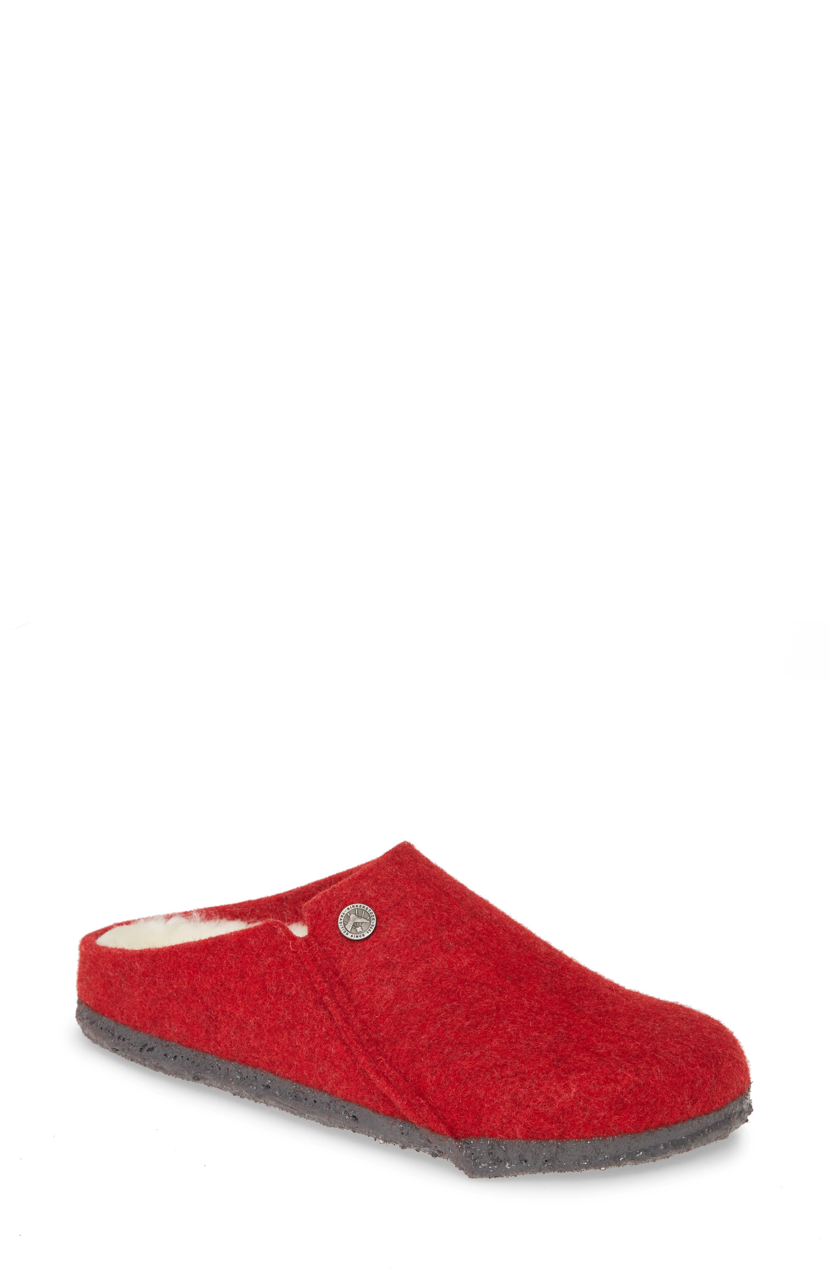 red birkenstock clogs