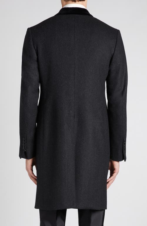 Tom Ford Double Breasted Herringbone Wool & Cashmere Coat In Ig690 Charcoal