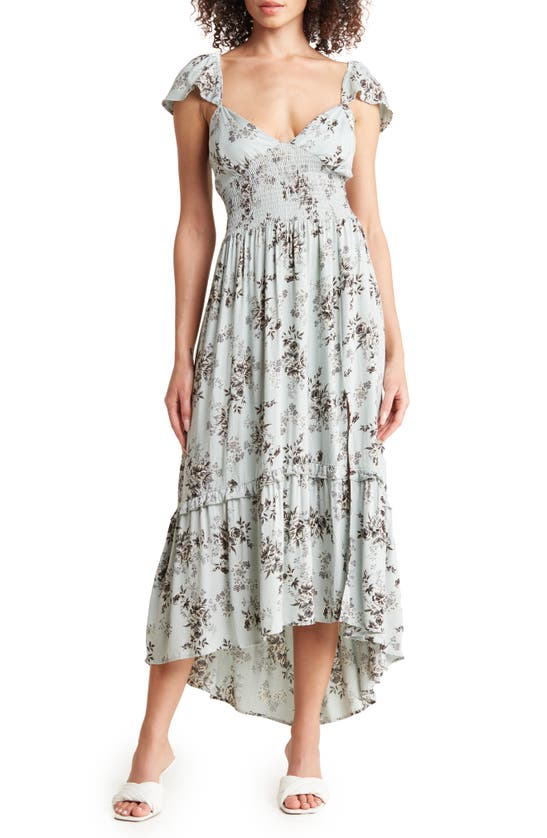 Angie Flutter Sleeve Maxi Dress In Pale Blue