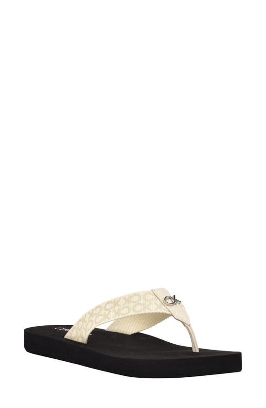 Calvin Klein Caluha Flip Flop Sandal In Vanilla Logo