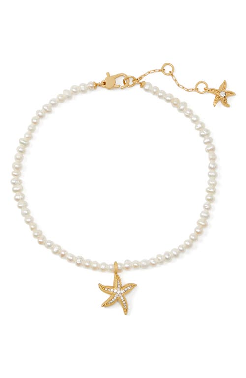 kate spade new york sea star pearl anklet in Gold/Clear Multi