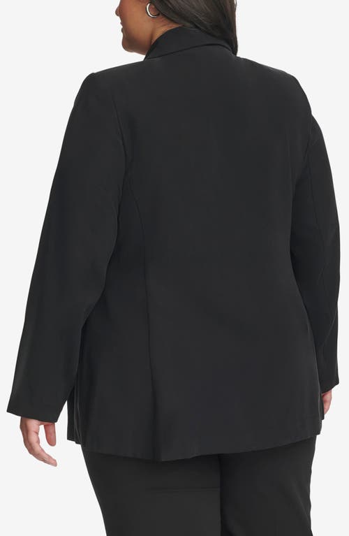 Calvin Klein Plus Size Shawl-collar Open-front Blazer In Black