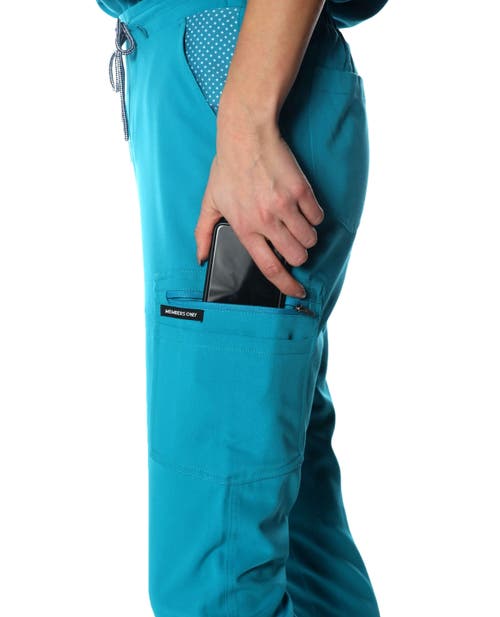 Members Only Reus Open Bottom Scrub Pants In Teal
