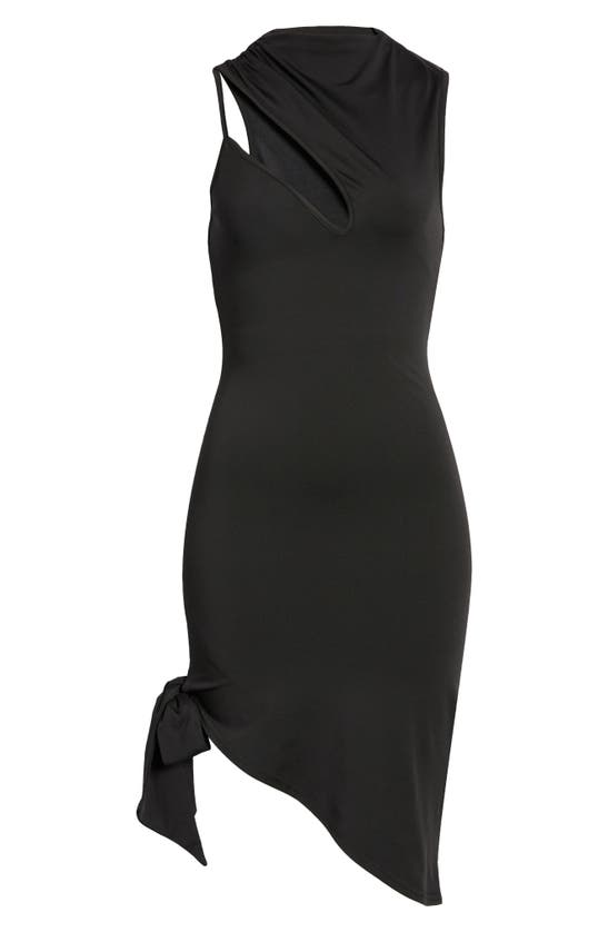 Shop Bebe Asymmetric Cutout Dress In Black