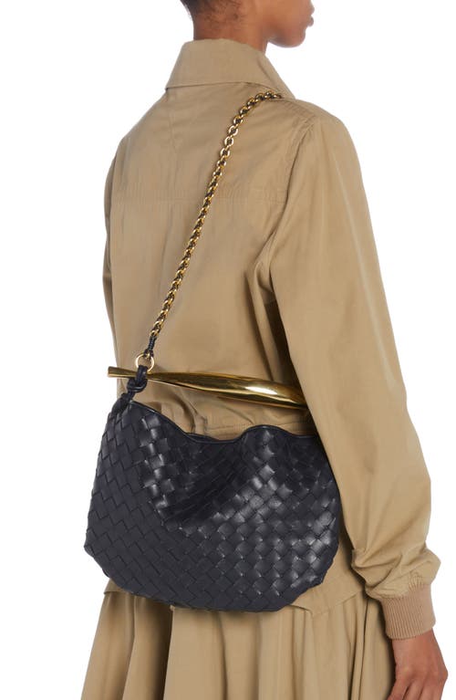 Shop Bottega Veneta Small Sardine Intrecciato Leather Top Handle Bag In Space/brass