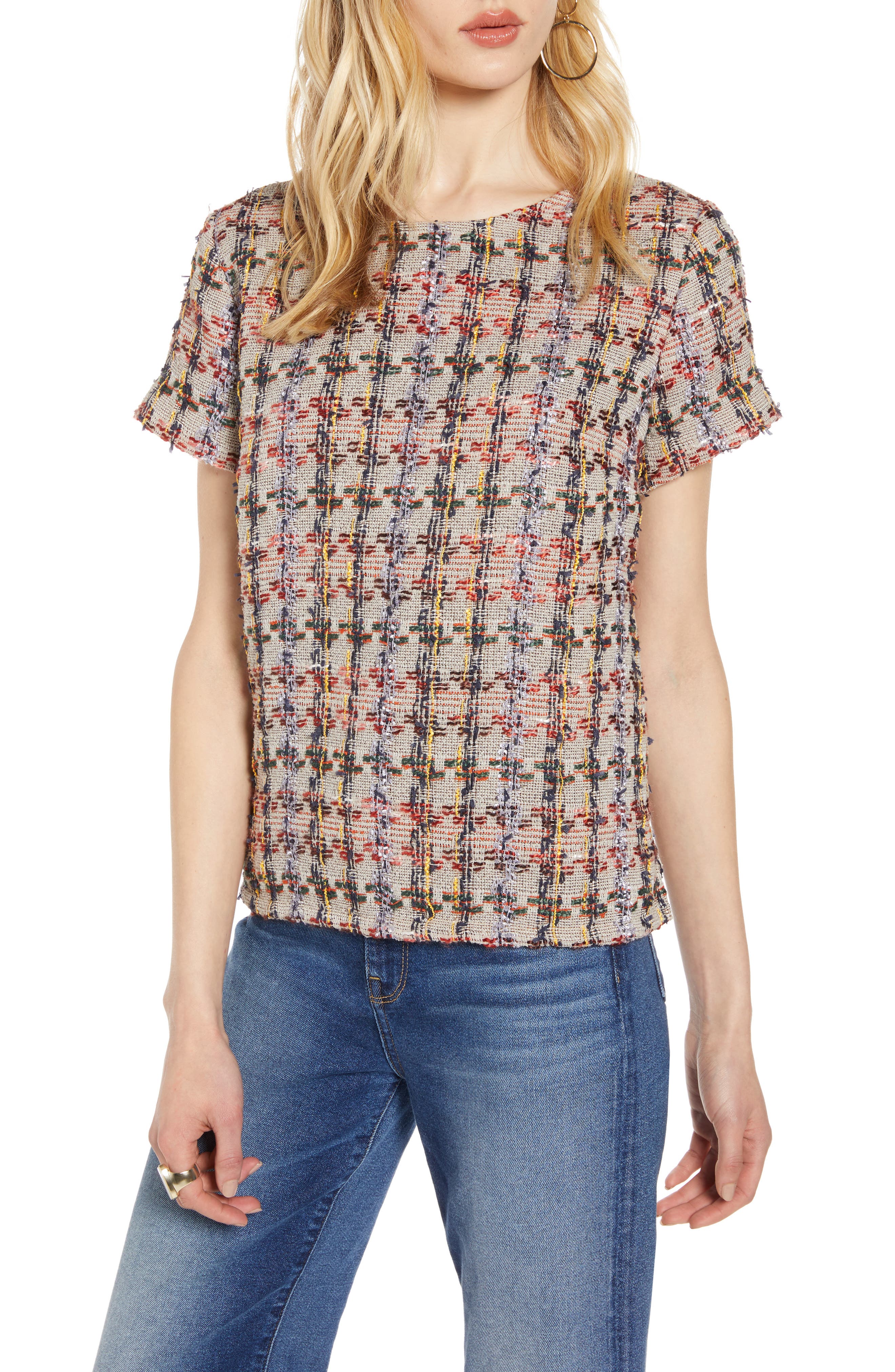 tweed short sleeve top