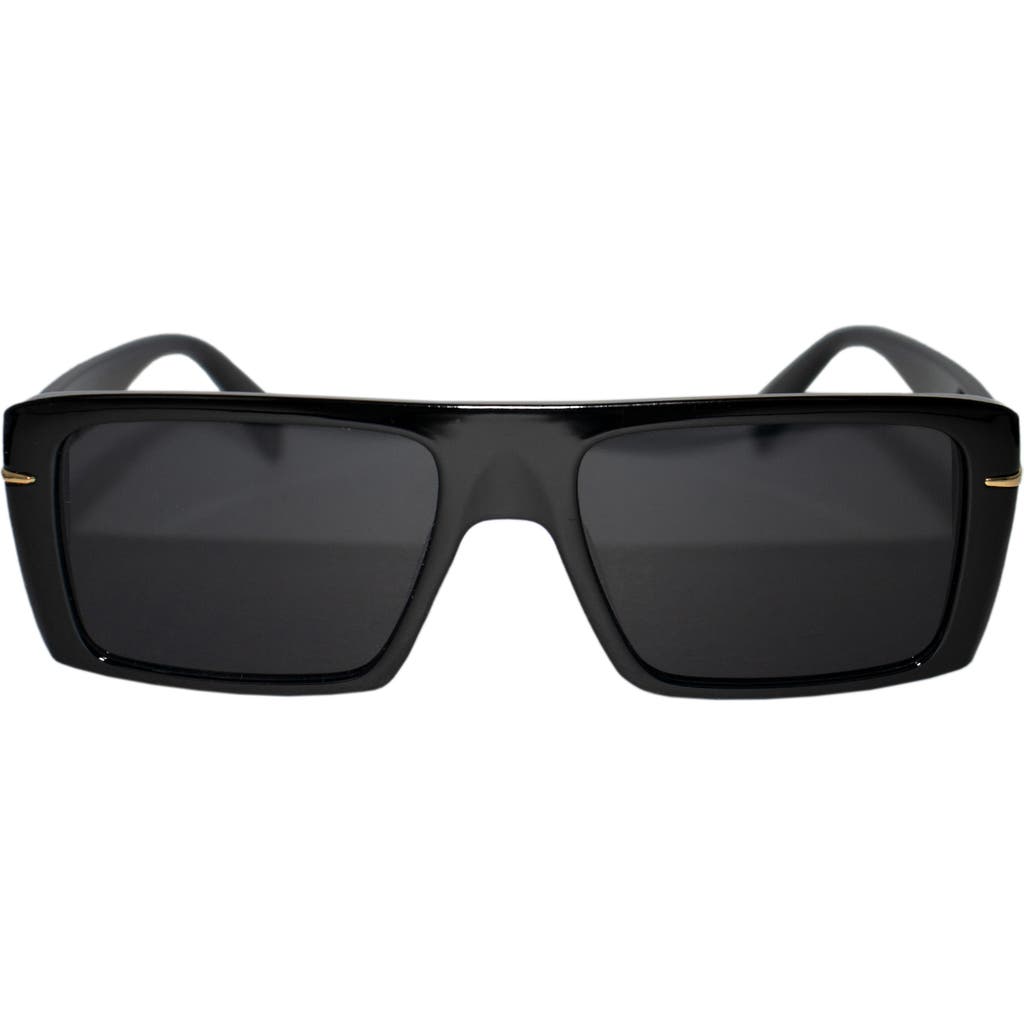 Fifth & Ninth Atlas 54mm Polarized Rectangular Sunglasses In Black/black