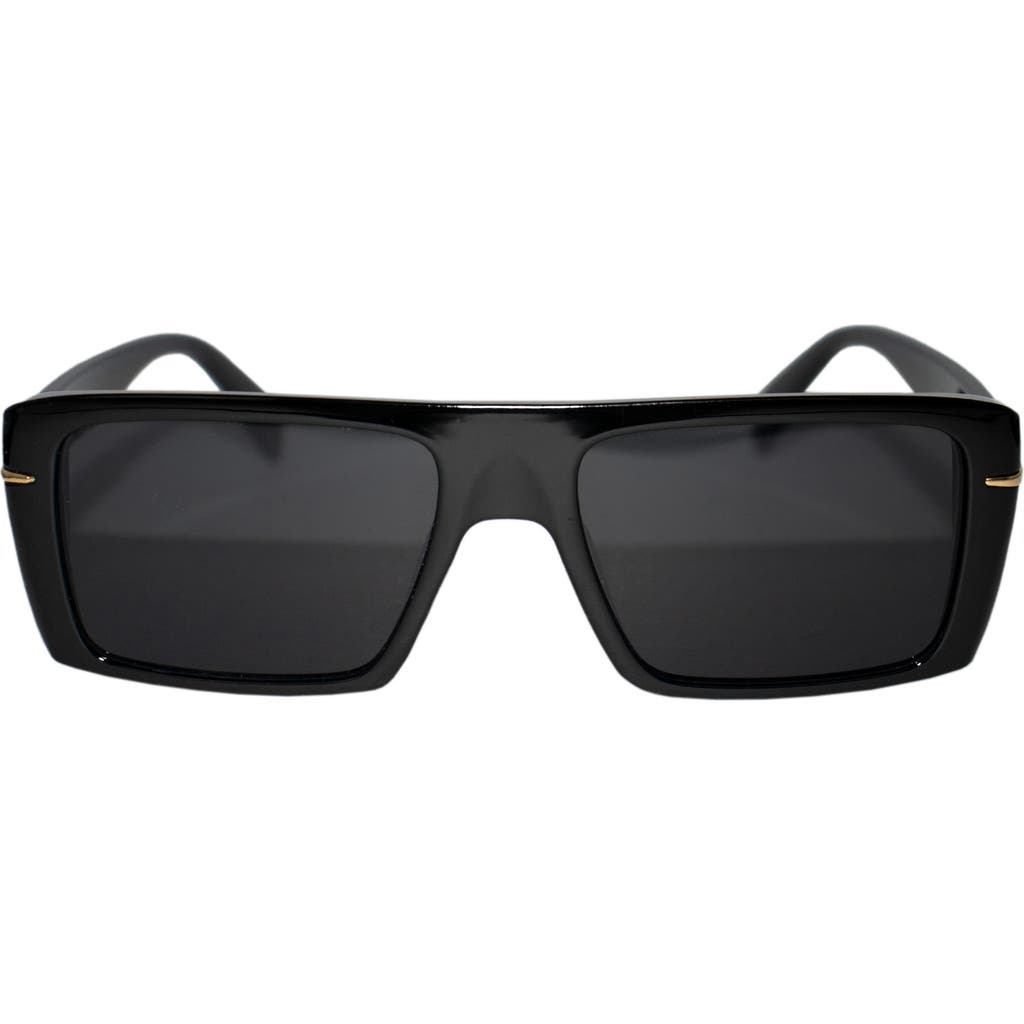 Fifth & Ninth Atlas 54mm Polarized Rectangular Sunglasses In Black/black