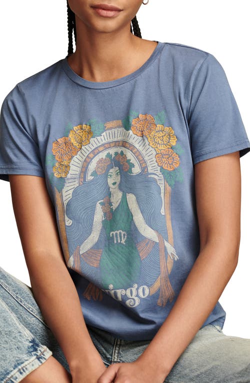 Shop Lucky Brand Virgo Embroidered Cotton Graphic T-shirt In China Blue
