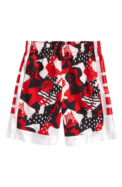 Nike Kids' Dri-fit Elite Mesh Basketball Shorts In University Red/white/black