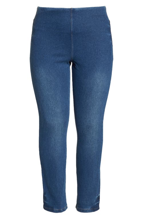 Lyssé High Rise Boyfriend Denim Leggings In Mid Wash